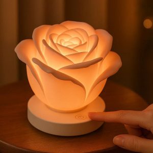 Romantic Rose Shaped LED Candle Lamp with Touch Control