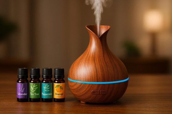 16 Premium Wood Grain Diffuser with Essential Oils and LED Light
