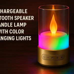Rechargeable Bluetooth Speaker Candle Lamp with Color Changing Lights