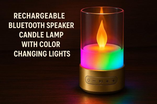 2 Rechargeable Bluetooth Speaker Candle Lamp with Color Changing Lights