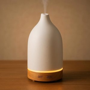 21 Ceramic Essential Oil Diffuser with Wood Base and LED