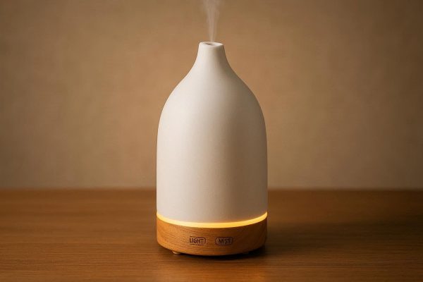 21 Ceramic Essential Oil Diffuser with Wood Base and LED