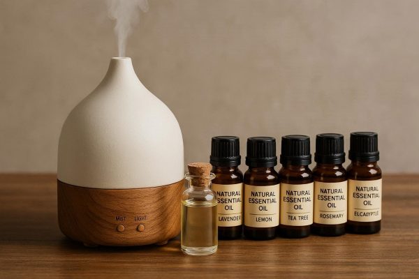 28 Wood and Ceramic Diffuser with Natural Essential Oil Set