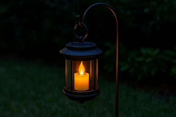 6 Outdoor Solar Powered Hanging Candle Lantern with Auto On