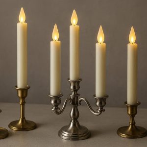 Realistic Taper Flameless Candle Set for Candelabra and Holders