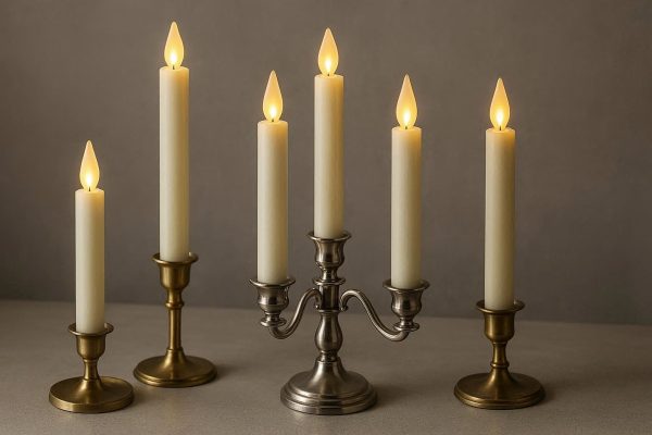 8 Realistic Taper Flameless Candle Set for Candelabra and Holders